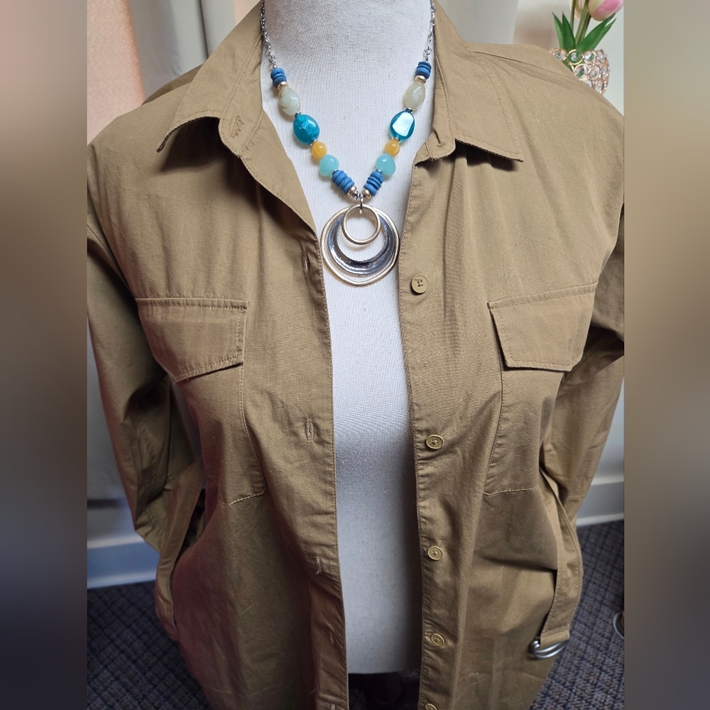 NWT Gap Long Shirt Dress/shacket Tan , Size Medium - Picture 3 of 13